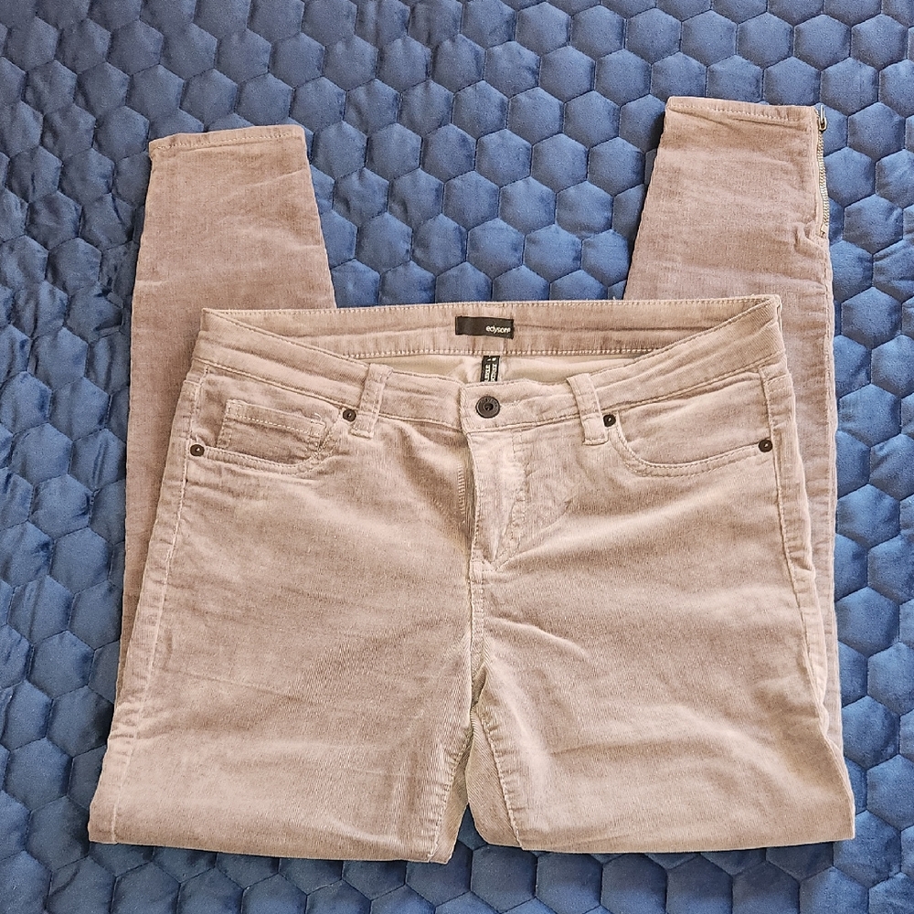 Edyson Ankle Gray Corduroy Skinny Pants With Zipper Detail Size 29